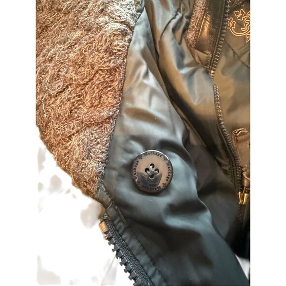 Mackage down hooded long puffer coat 2 in 1 vest sz medium women’s blue cable kn - Picture 8 of 10